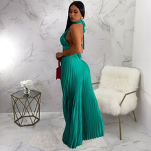 Load image into Gallery viewer, Silk Pleated Wide Leg Pants Two Piece Set
