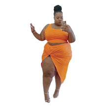 Load image into Gallery viewer, Sexy Navel Leg Split Sleeveless Plus Size Two Pieces
