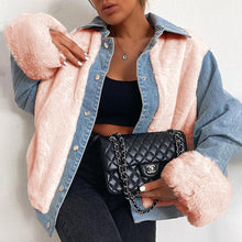 Load image into Gallery viewer, Lady Denim Jacket Casual Plush
