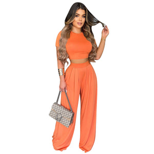 Casual Wide Leg Two-Piece Set