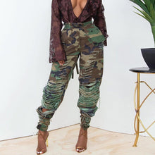 Load image into Gallery viewer, Camouflage Sex Slim Fit  Ripped  Pants
