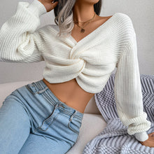 Load image into Gallery viewer, Winter Long-Sleeved Knotted Navel Knitted Sweater
