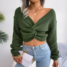 Load image into Gallery viewer, Winter Long-Sleeved Knotted Navel Knitted Sweater
