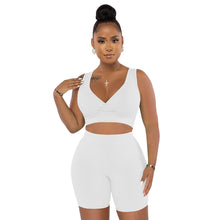 Load image into Gallery viewer, Women  Solid Color V neck Sleeveless Sports Two Piece Set
